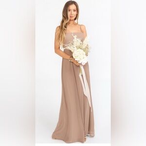Show Me Your MuMu Taupe Maxi Dress